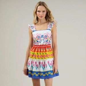 Sugarlips Red and Blue Mini Sundress Sleeveless Resort Wear